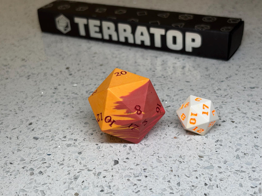 Jumbo D20 Dice | for DND & Tabletop RPGs | Handmade Jesmonite | Jumbo | RPG Dice | Dungeon Master Gift | Chonk D20 | Red