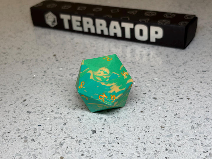 Jumbo D20 Dice | for DND & Tabletop RPGs | Handmade Jesmonite | Jumbo | RPG Dice | Dungeon Master Gift | Chonk D20 | Green