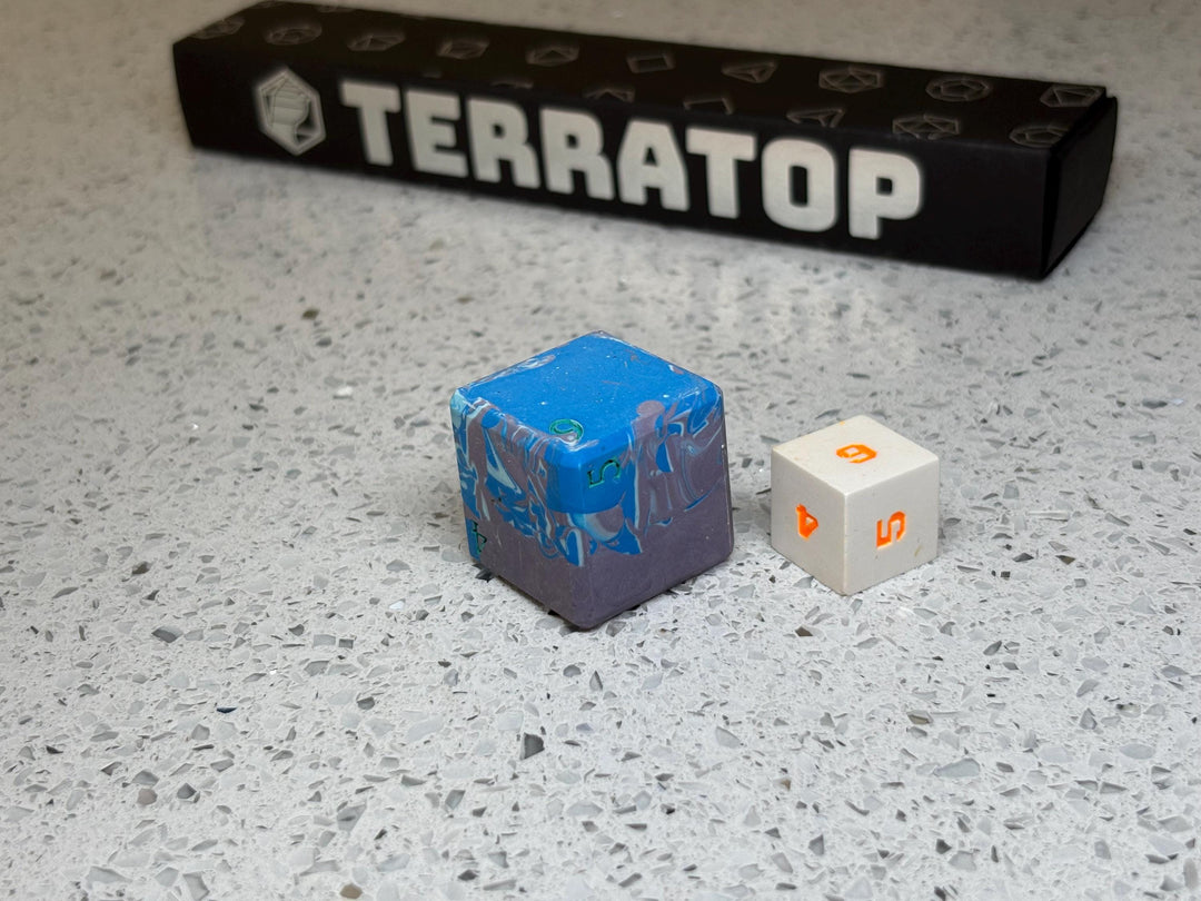 Jumbo D6 | for DND, Warhammer & Tabletop RPGs | Handmade Jesmonite | Jumbo | RPG Dice | Dungeon Master Gift | Chonk D6 | Blue