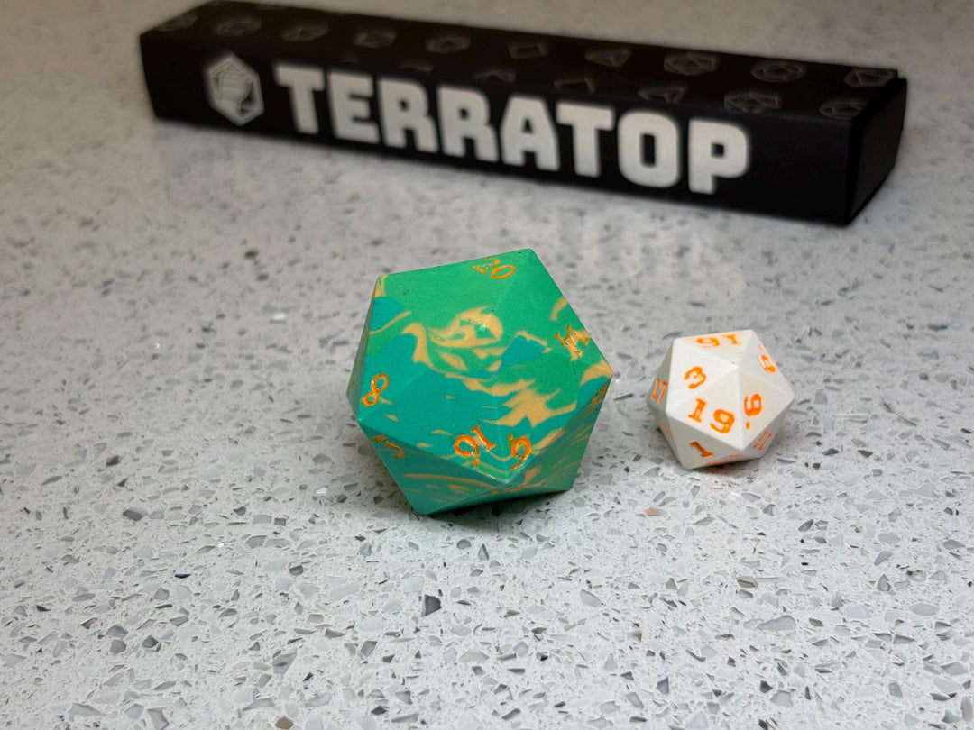 Jumbo D20 Dice | for DND & Tabletop RPGs | Handmade Jesmonite | Jumbo | RPG Dice | Dungeon Master Gift | Chonk D20 | Green