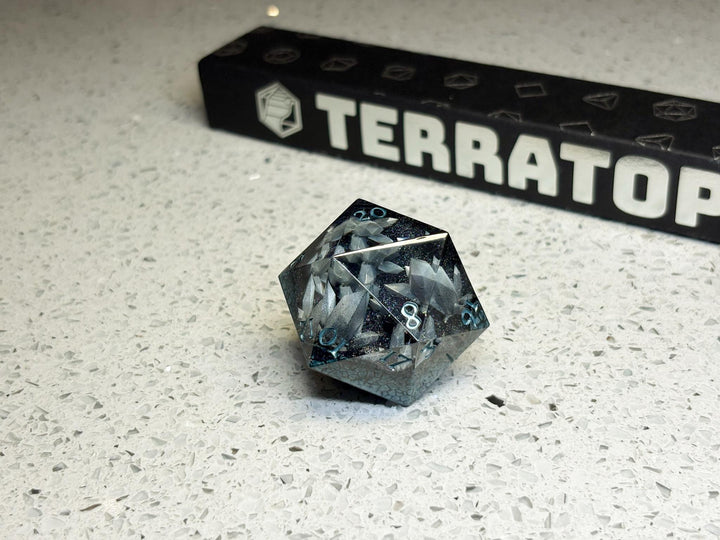 Jumbo D20 Dice | for DND & Tabletop RPGs | Handmade Resin | Jumbo | RPG Dice | Dungeon Master Gift | Chonk D20 Resin | Geode Black