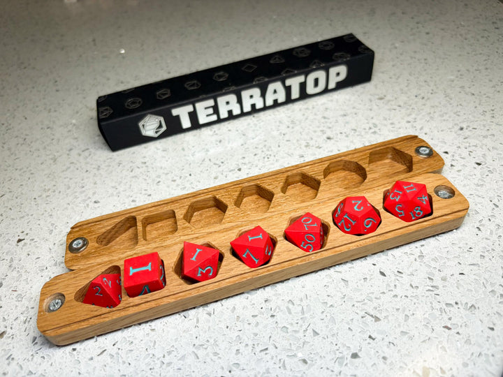 Dice Set | for DND & Tabletop RPGs | RPG Dice | Dungeon Master Gift | Dice and Box Gift Set | Oak