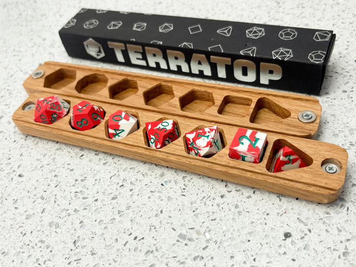 Dice Set | for DND & Tabletop RPGs | RPG Dice | Dungeon Master Gift | Dice and Box Gift Set | Oak