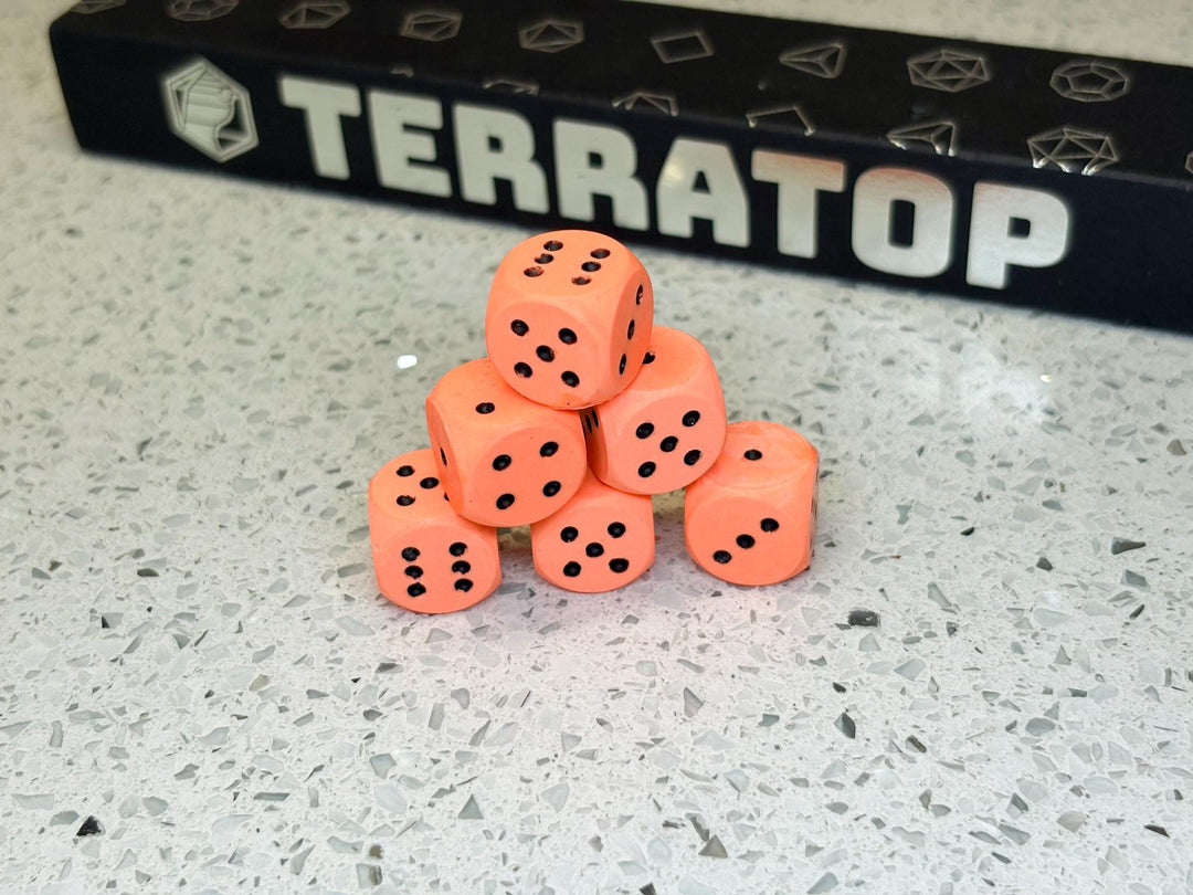 D6 Dice Set | for DND, Warhammer & Tabletop RPGs | Handmade Jesmonite | Pip, Fluorescent | RPG Dice | Dungeon Master Gift