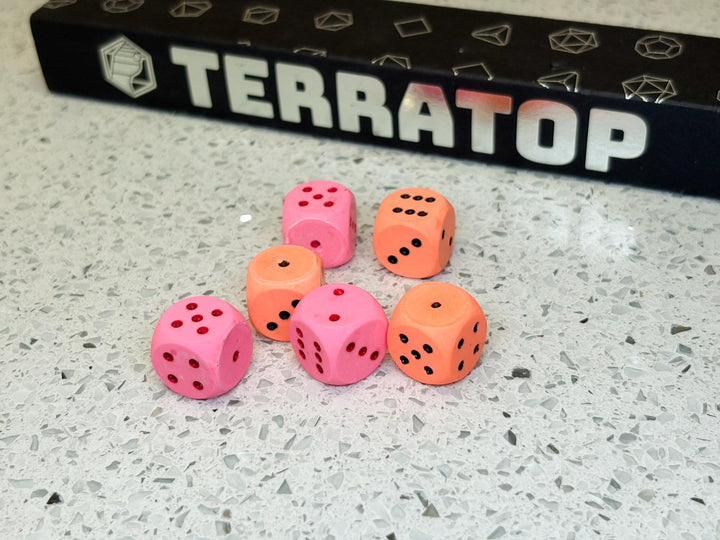 D6 Dice Set | for DND, Warhammer & Tabletop RPGs | Handmade Jesmonite | Pip, Fluorescent | RPG Dice | Dungeon Master Gift