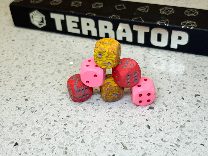 D6 Dice Set | for DND, Warhammer & Tabletop RPGs | Handmade Jesmonite | Pip, Mixed Colours | RPG Dice | Dungeon Master Gift