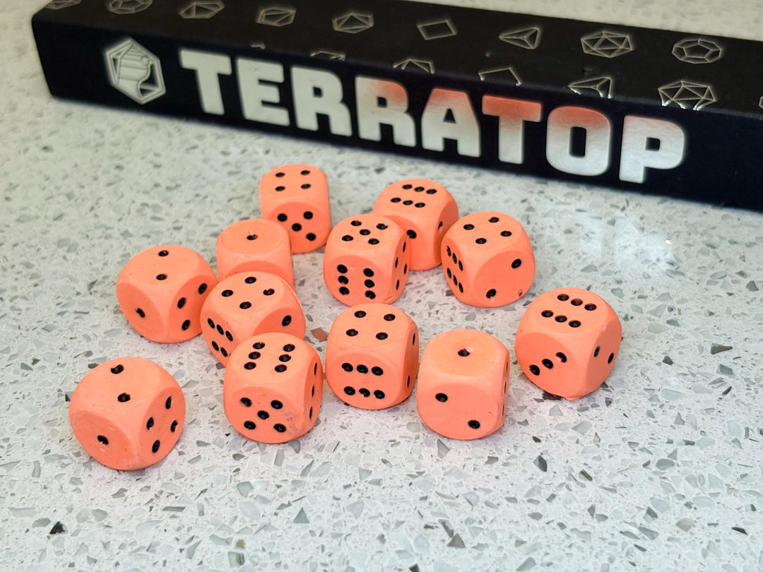 D6 Dice Set | for DND, Warhammer & Tabletop RPGs | Handmade Jesmonite | Pip, Fluorescent | RPG Dice | Dungeon Master Gift