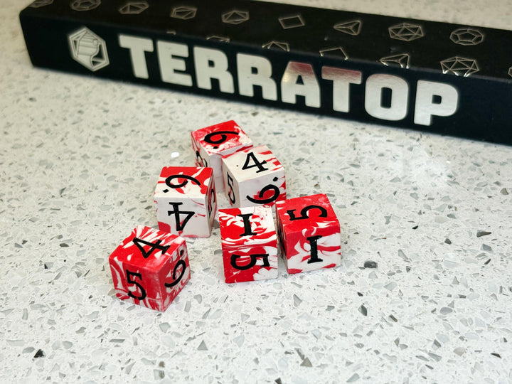 D6 Dice Set | for DND, Warhammer & Tabletop RPGs | Handmade Jesmonite | Numbered, Mixed Colours | RPG Dice | Dungeon Master Gift