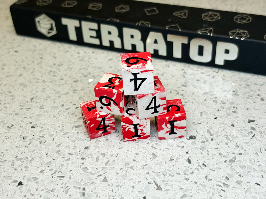 D6 Dice Set | for DND, Warhammer & Tabletop RPGs | Handmade Jesmonite | Numbered, Mixed Colours | RPG Dice | Dungeon Master Gift