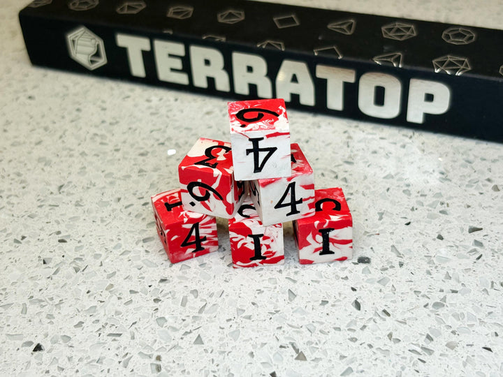 D6 Dice Set | for DND, Warhammer & Tabletop RPGs | Handmade Jesmonite | Numbered, Mixed Colours | RPG Dice | Dungeon Master Gift
