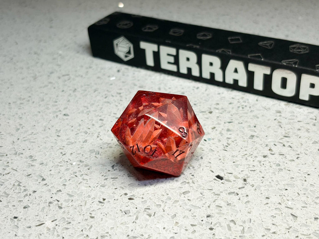 Jumbo D20 Dice | for DND & Tabletop RPGs | Handmade Resin | Jumbo | RPG Dice | Dungeon Master Gift | Chonk D20 Resin | Geode Red