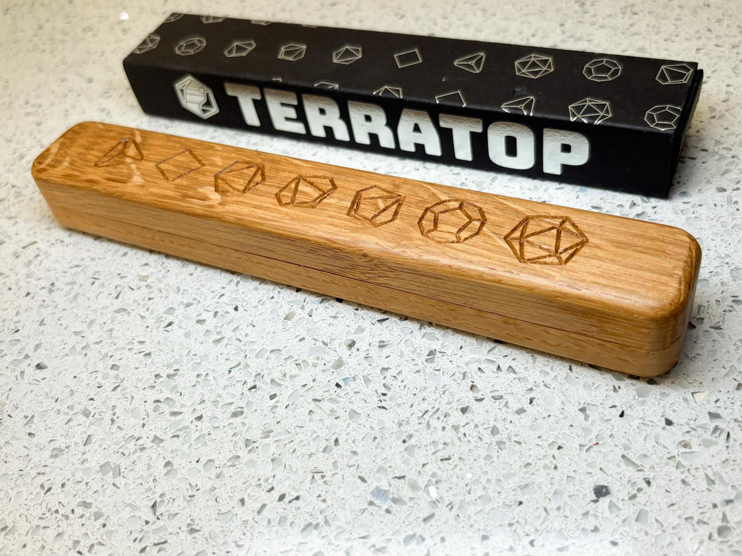 Dice Set | for DND & Tabletop RPGs | RPG Dice | Dungeon Master Gift | Dice and Box Gift Set | Oak