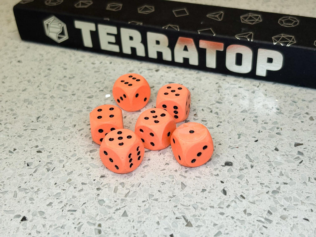 D6 Dice Set | for DND, Warhammer & Tabletop RPGs | Handmade Jesmonite | Pip, Fluorescent | RPG Dice | Dungeon Master Gift