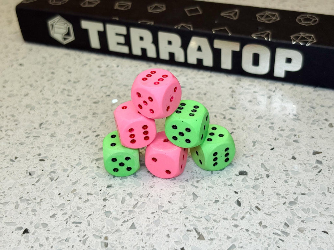 D6 Dice Set | for DND, Warhammer & Tabletop RPGs | Handmade Jesmonite | Pip, Fluorescent | RPG Dice | Dungeon Master Gift