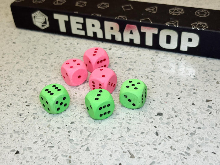 D6 Dice Set | for DND, Warhammer & Tabletop RPGs | Handmade Jesmonite | Pip, Fluorescent | RPG Dice | Dungeon Master Gift