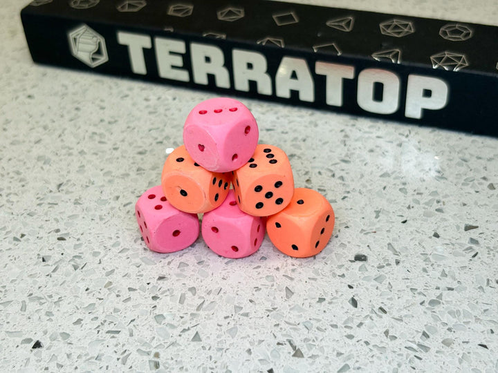 D6 Dice Set | for DND, Warhammer & Tabletop RPGs | Handmade Jesmonite | Pip, Fluorescent | RPG Dice | Dungeon Master Gift