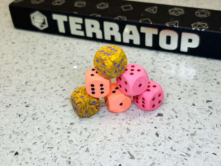 D6 Dice Set | for DND, Warhammer & Tabletop RPGs | Handmade Jesmonite | Pip, Mixed Colours | RPG Dice | Dungeon Master Gift