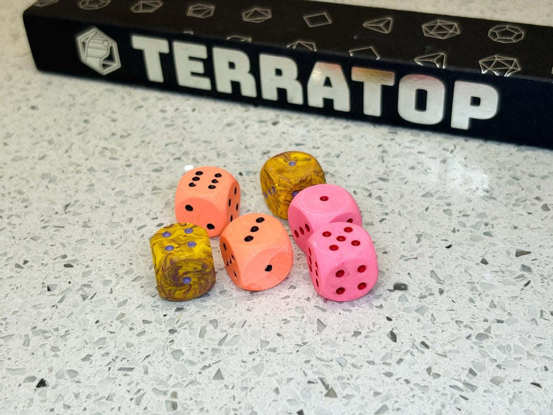 D6 Dice Set | for DND, Warhammer & Tabletop RPGs | Handmade Jesmonite | Pip, Mixed Colours | RPG Dice | Dungeon Master Gift
