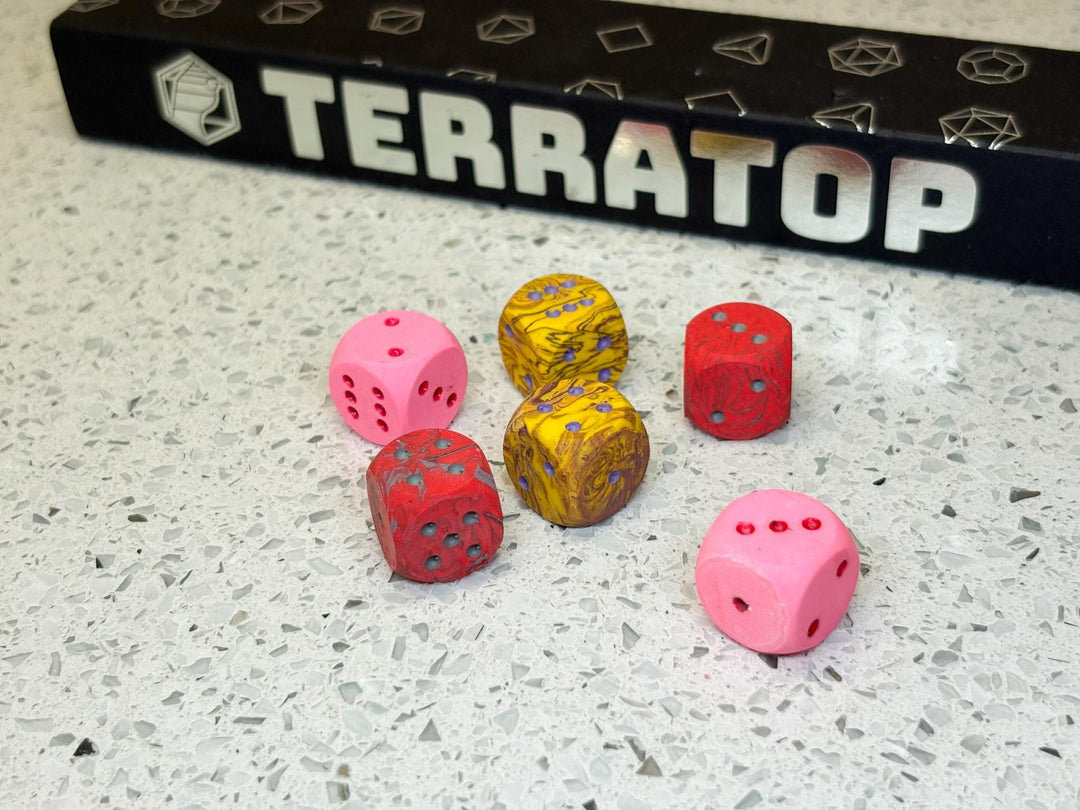 D6 Dice Set | for DND, Warhammer & Tabletop RPGs | Handmade Jesmonite | Pip, Mixed Colours | RPG Dice | Dungeon Master Gift