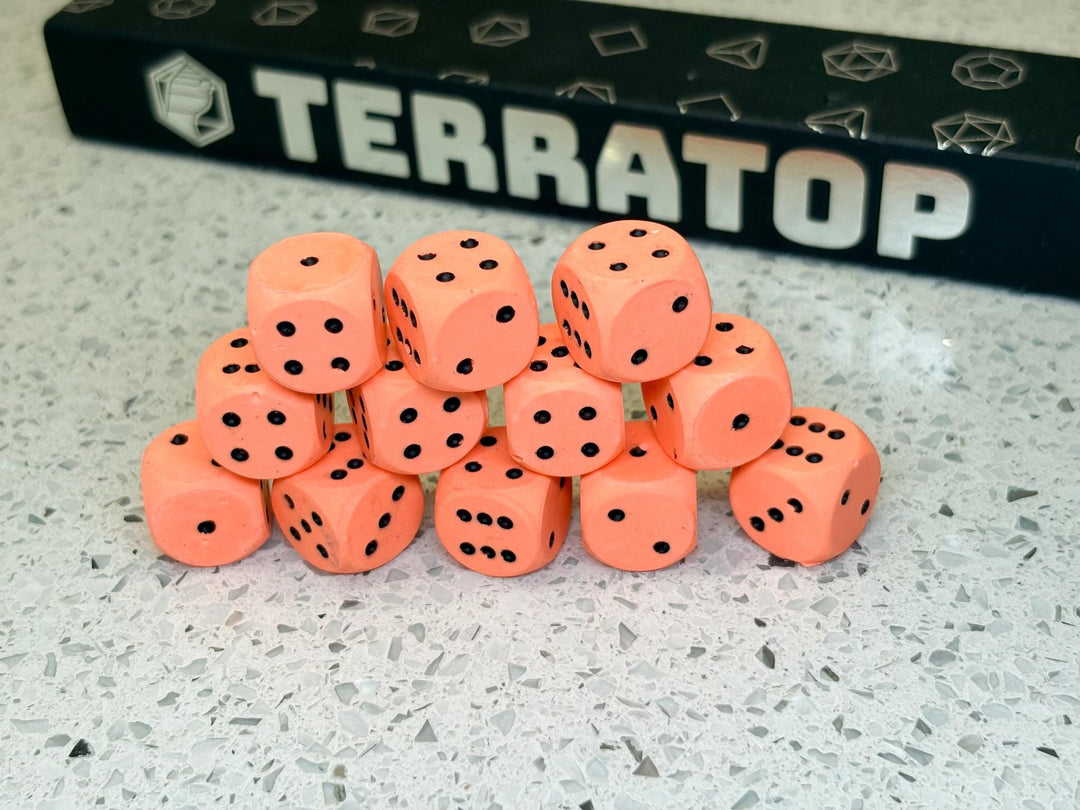 D6 Dice Set | for DND, Warhammer & Tabletop RPGs | Handmade Jesmonite | Pip, Fluorescent | RPG Dice | Dungeon Master Gift