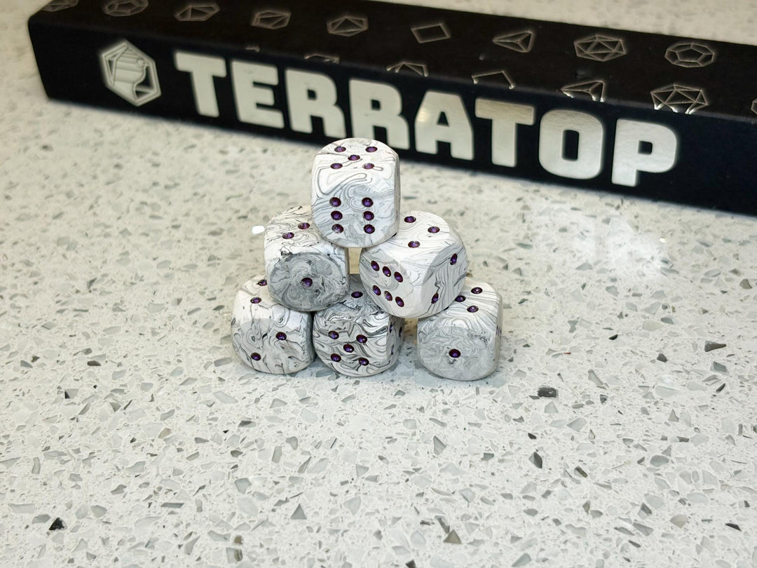 D6 Dice Set | for DND, Warhammer & Tabletop RPGs | Handmade Jesmonite | Pip, Marbled | RPG Dice | Dungeon Master Gift