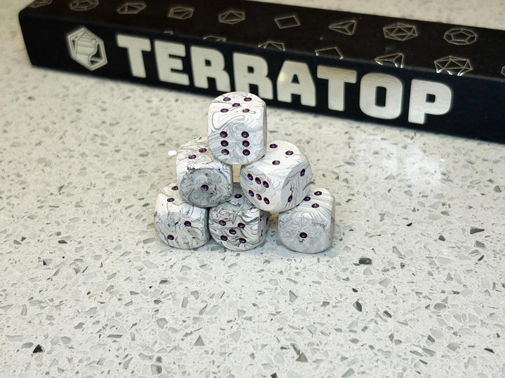 D6 Dice Set | for DND, Warhammer & Tabletop RPGs | Handmade Jesmonite | Pip, Marbled | RPG Dice | Dungeon Master Gift