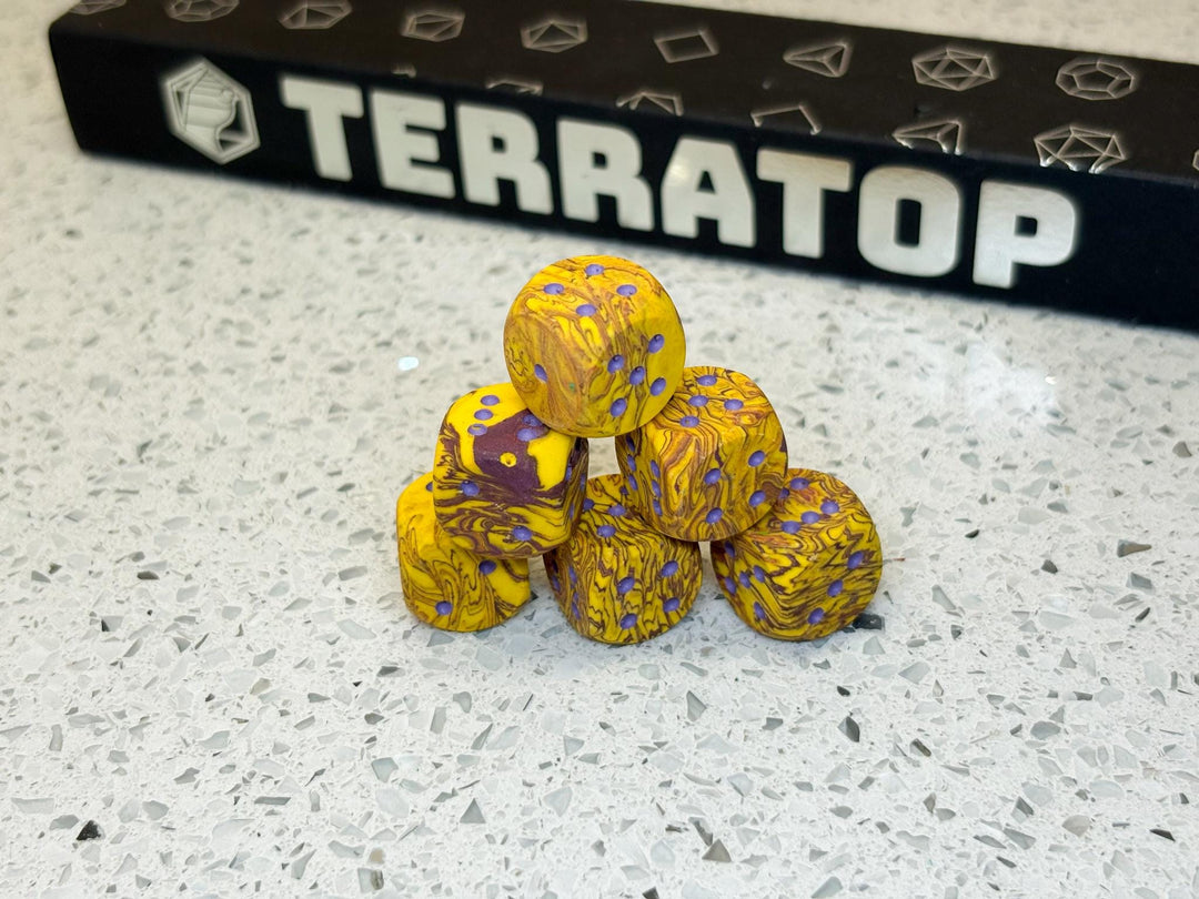 D6 Dice Set | for DND, Warhammer & Tabletop RPGs | Handmade Jesmonite | Pip, Marbled | RPG Dice | Dungeon Master Gift