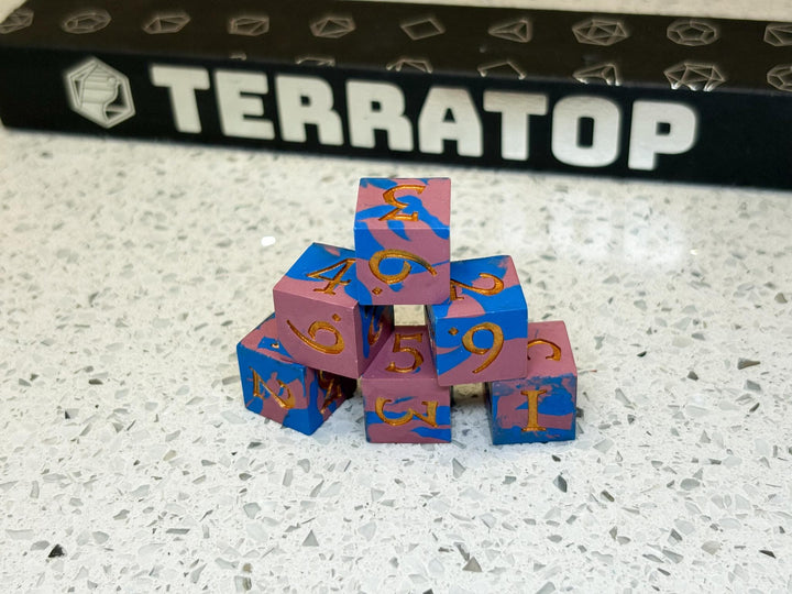 D6 Dice Set | for DND, Warhammer & Tabletop RPGs | Handmade Jesmonite | Numbered, Mixed Colours | RPG Dice | Dungeon Master Gift