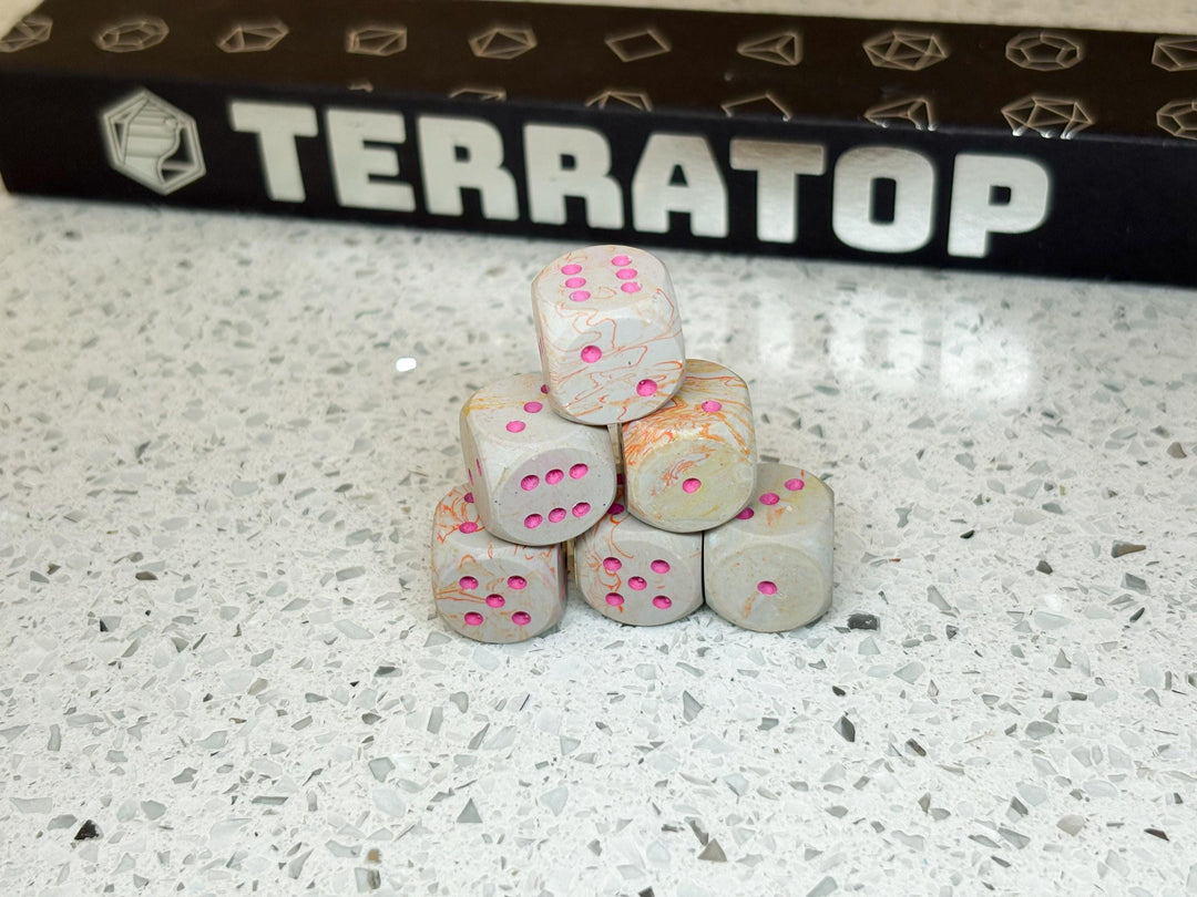 D6 Dice Set | for DND, Warhammer & Tabletop RPGs | Handmade Jesmonite | Pip, Marbled | RPG Dice | Dungeon Master Gift
