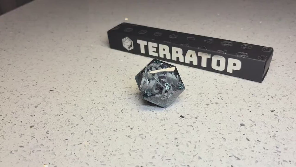 Jumbo D20 Dice | for DND & Tabletop RPGs | Handmade Resin | Jumbo | RPG Dice | Dungeon Master Gift | Chonk D20 Resin | Geode Black