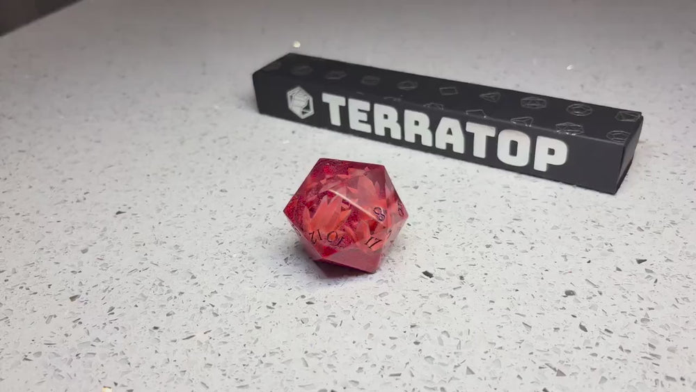 Jumbo D20 Dice | for DND & Tabletop RPGs | Handmade Resin | Jumbo | RPG Dice | Dungeon Master Gift | Chonk D20 Resin | Geode Red